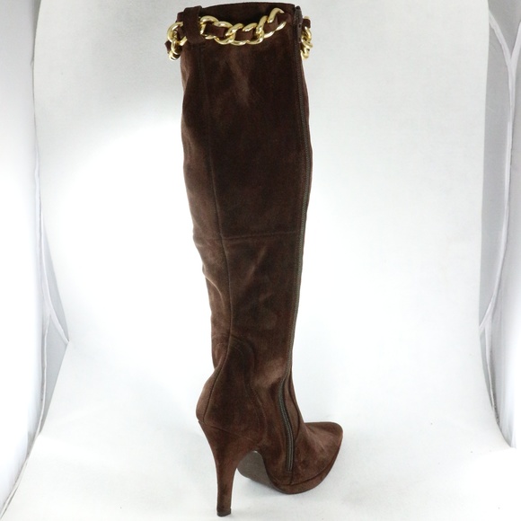 Like New HOT IN HOLLYWOOD Choc Suede Zip Up Boots - Picture 4 of 8